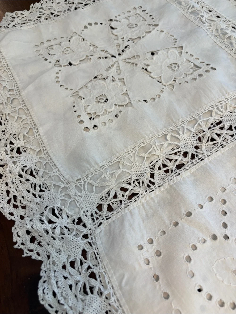 Vintage White Cutwork Lace Table Cloth - Classic Home Dining